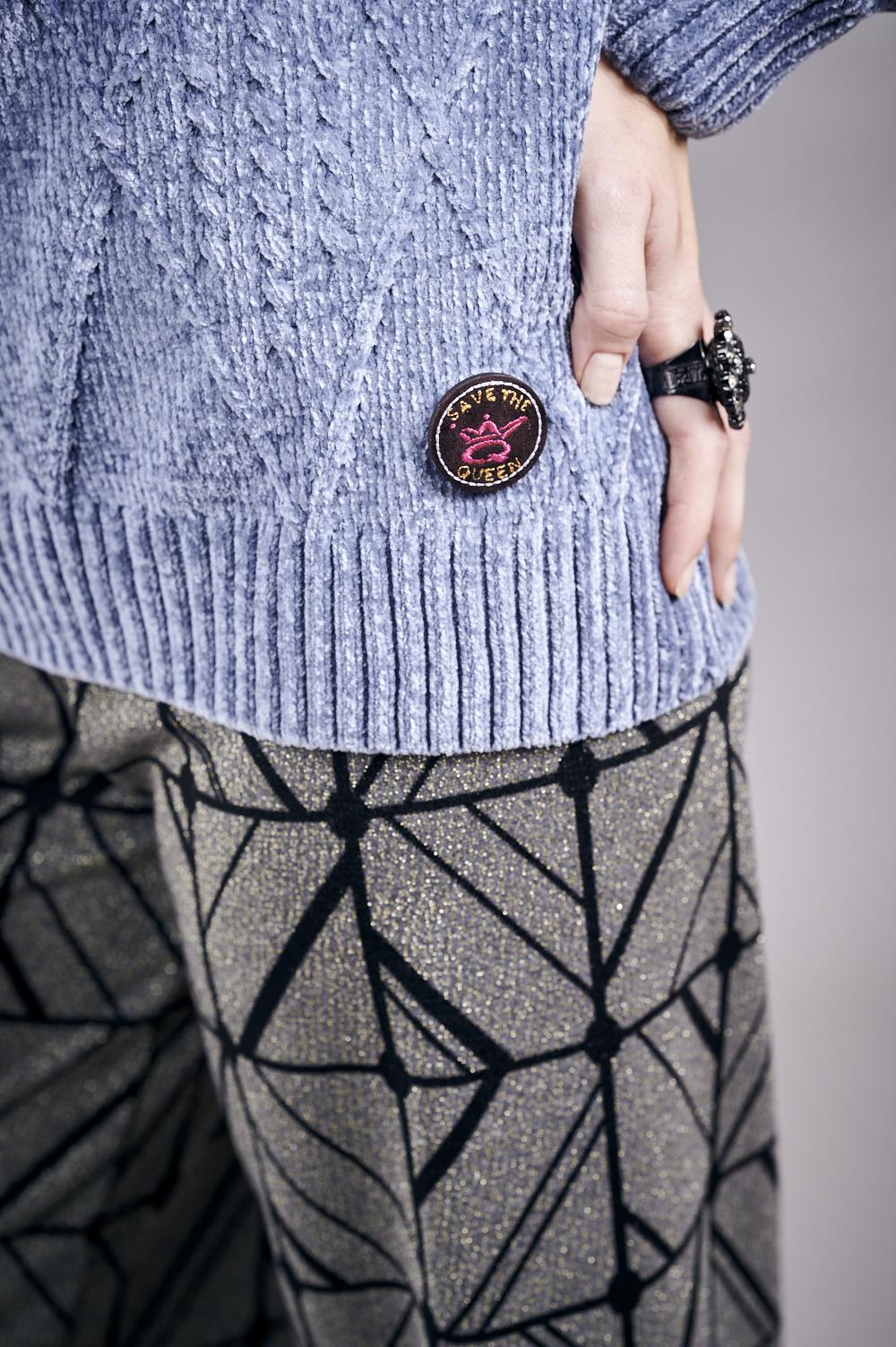 Save The Queen Maglia In Tricot Di Ciniglia Color Grigio