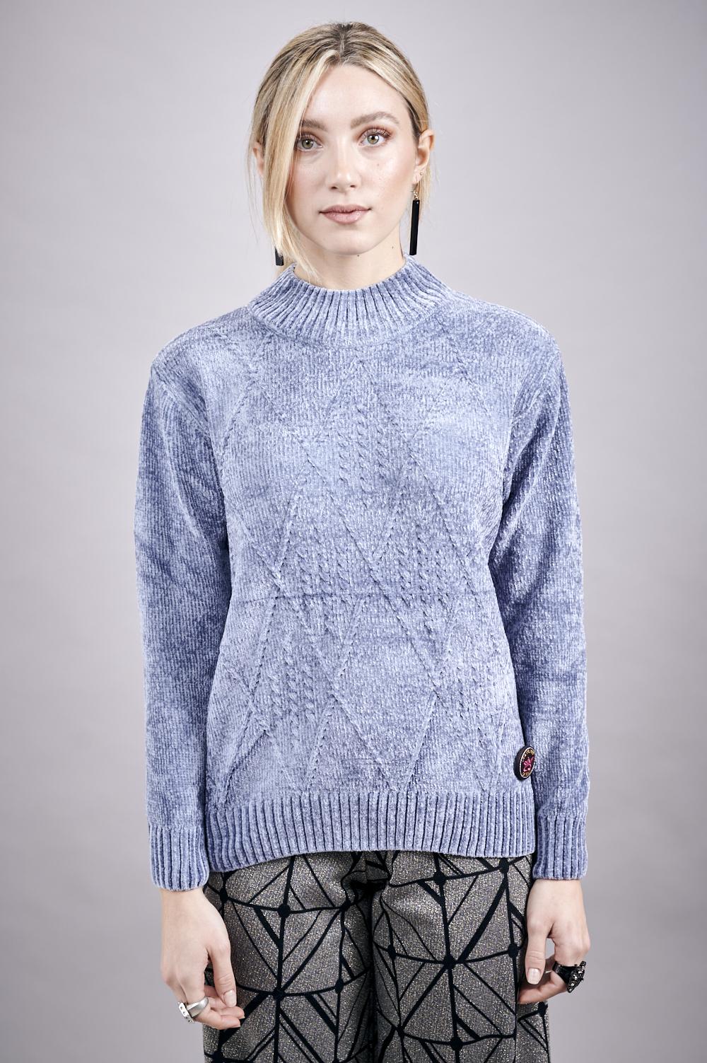 Save The Queen Maglia in tricot di ciniglia color grigio