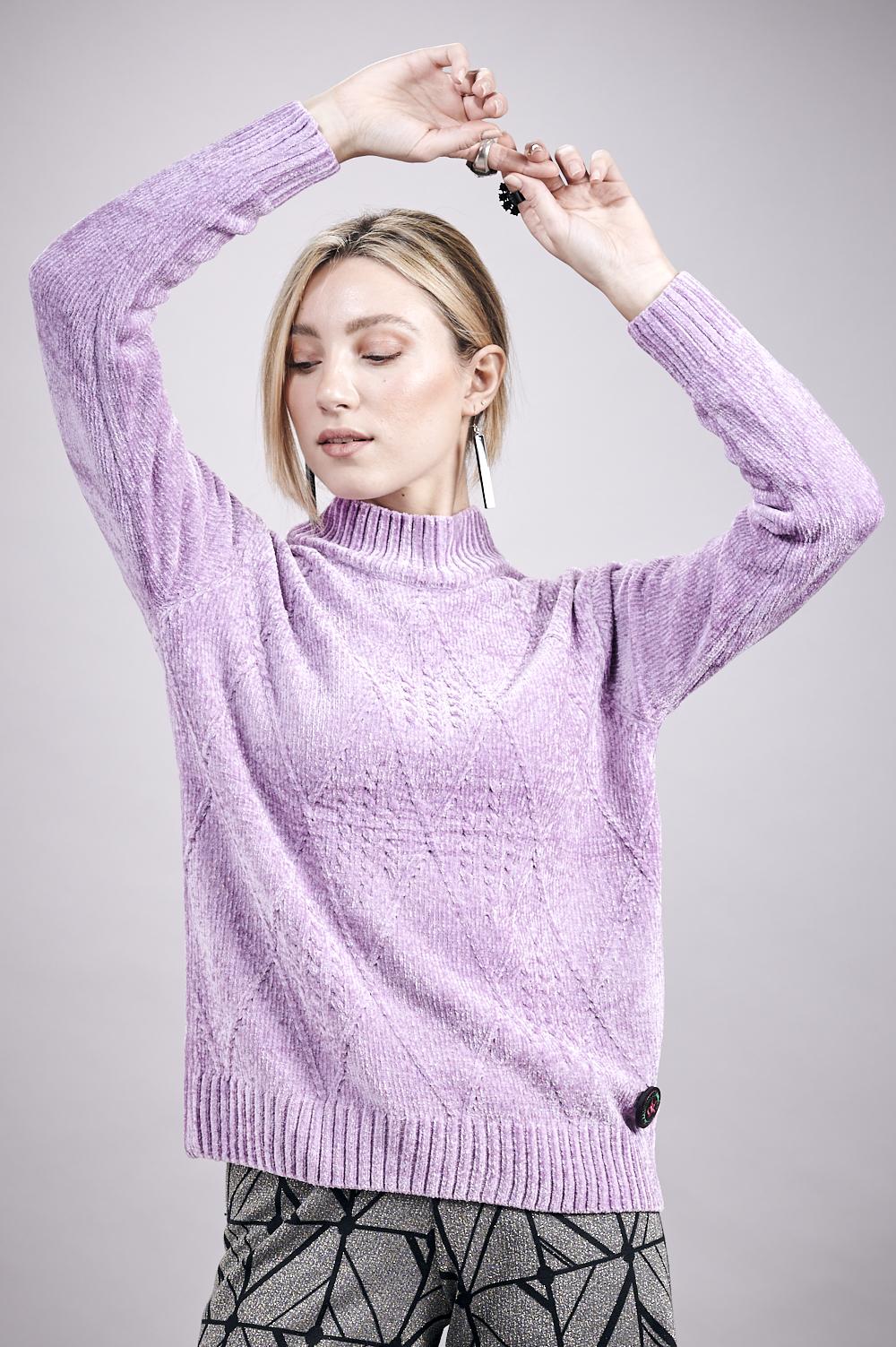 Save The Queen Maglia In Tricot Di Ciniglia Color Lilla