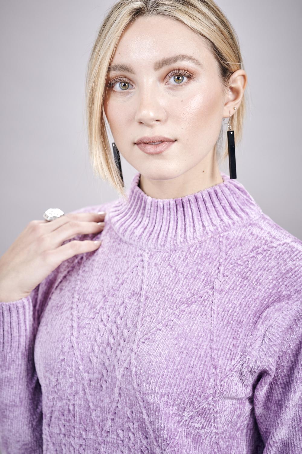 Save The Queen Maglia In Tricot Di Ciniglia Color Lilla