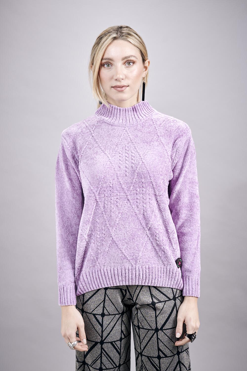 Save The Queen Maglia In Tricot Di Ciniglia Color Lilla