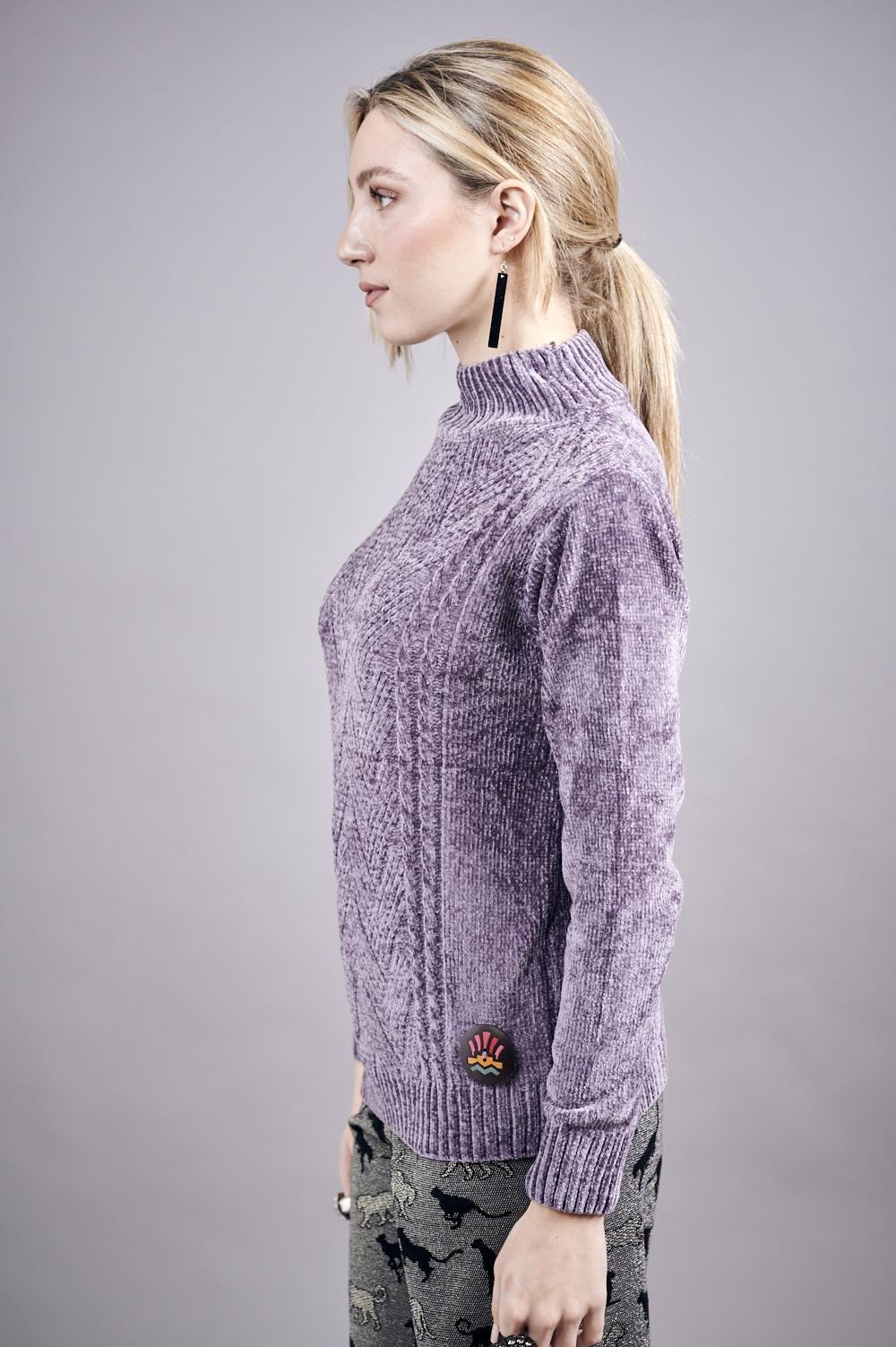 Save The Queen Maglia In Tricot Di Ciniglia Color Malva