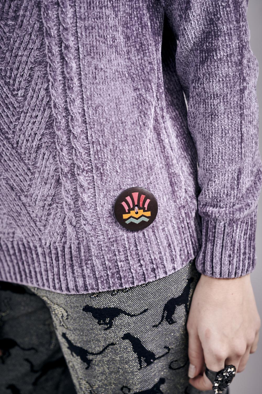 Save The Queen Maglia In Tricot Di Ciniglia Color Malva