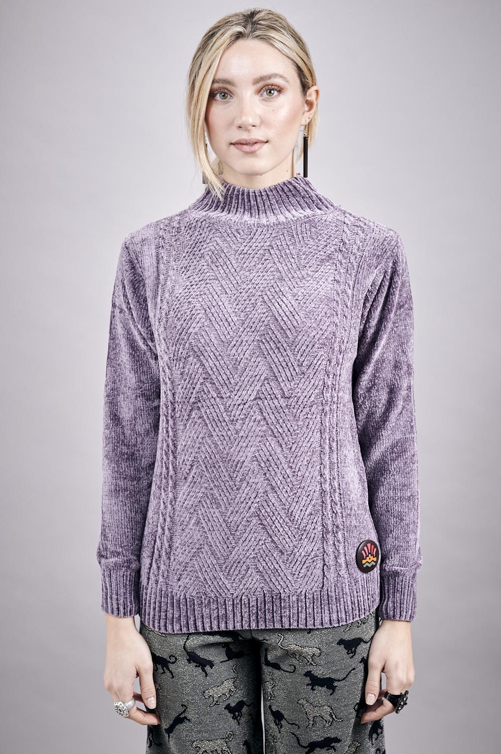 Save The Queen Maglia in tricot di ciniglia color malva