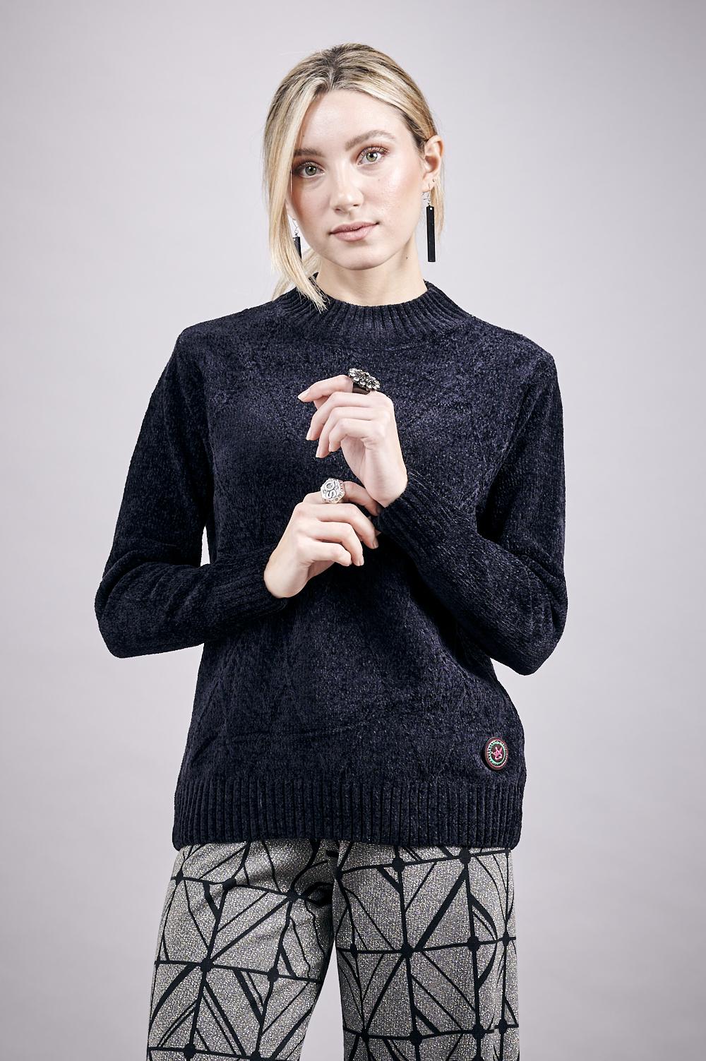 Save The Queen Maglia In Tricot Di Ciniglia Color Nero