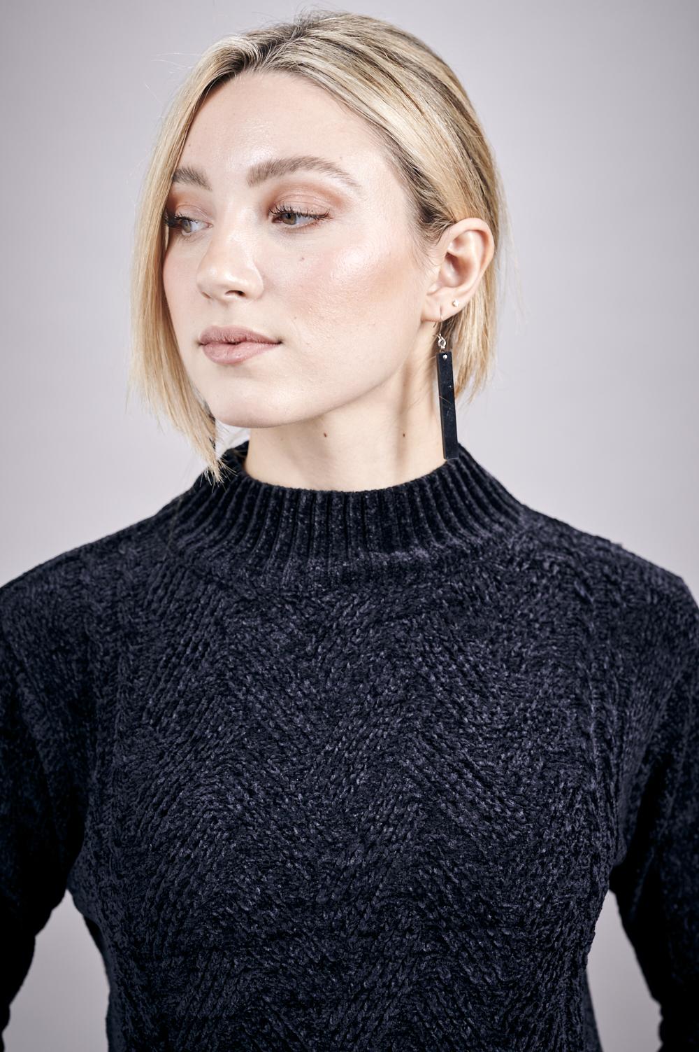 Save The Queen Maglia In Tricot Di Ciniglia Color Nero