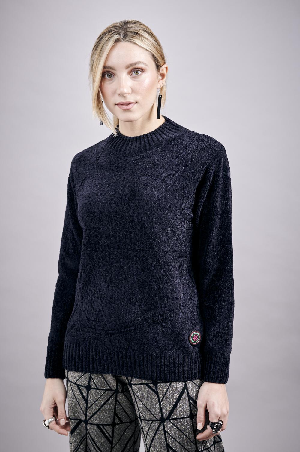 Save The Queen Maglia in tricot di ciniglia color nero