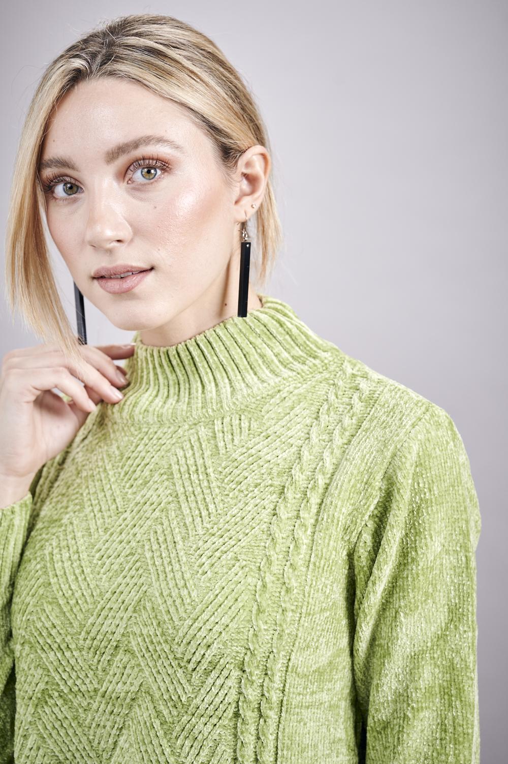 Save The Queen Maglia In Tricot Di Ciniglia Color Verde