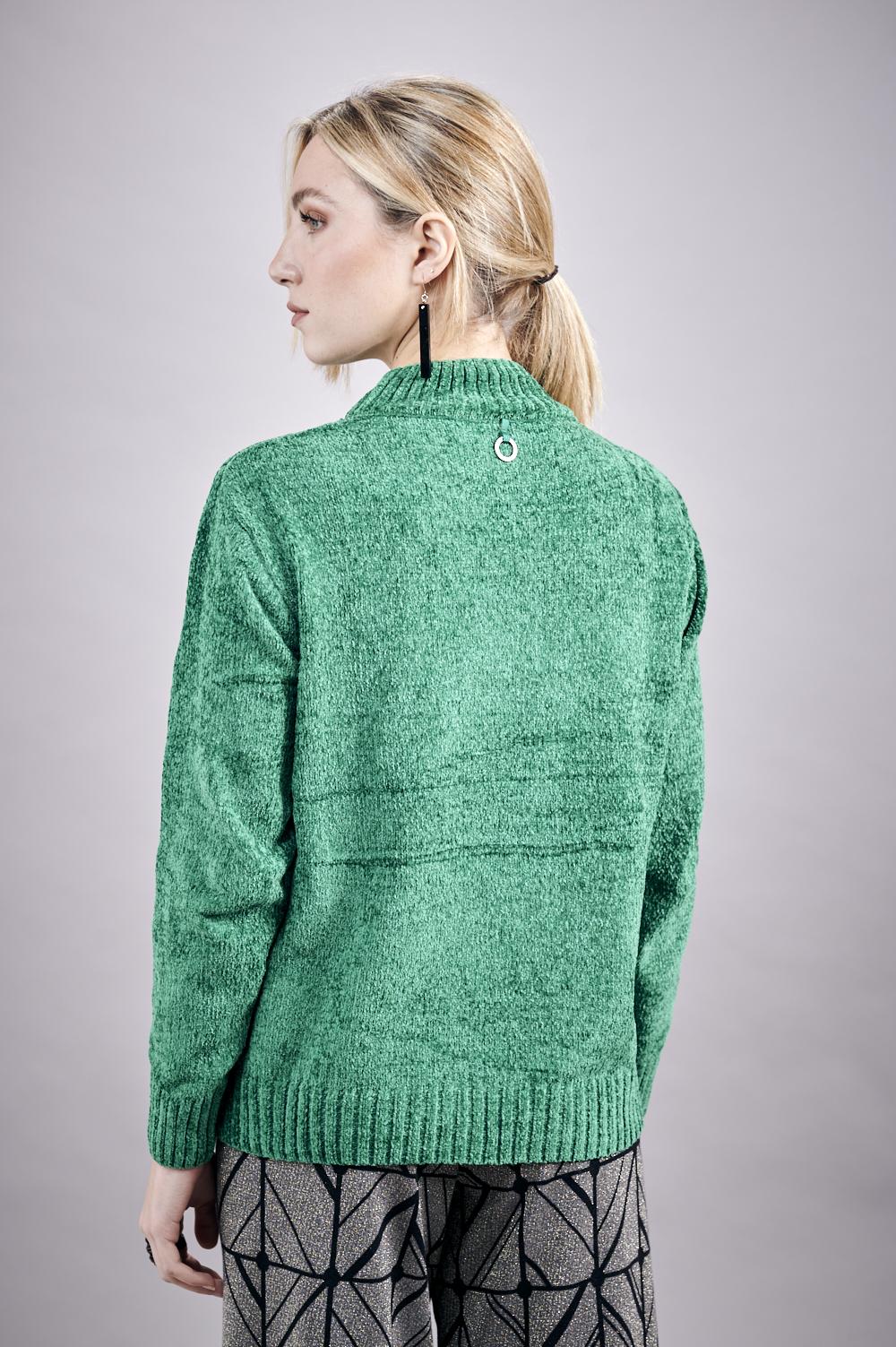 Save The Queen Maglia In Tricot Di Ciniglia Color Verde Bosco