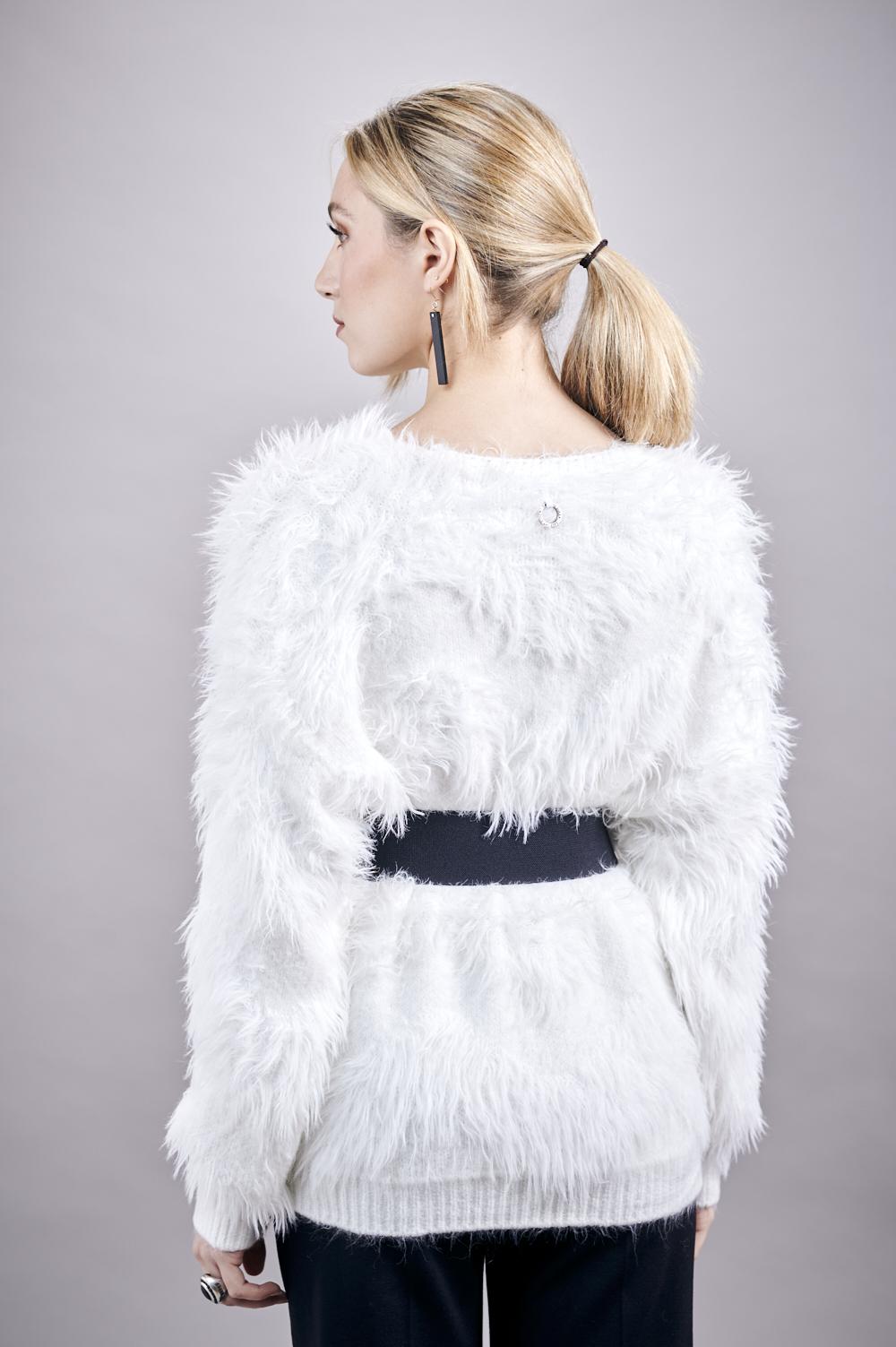 Save The Queen Maglia In Viscosa Bianca Con Cintura