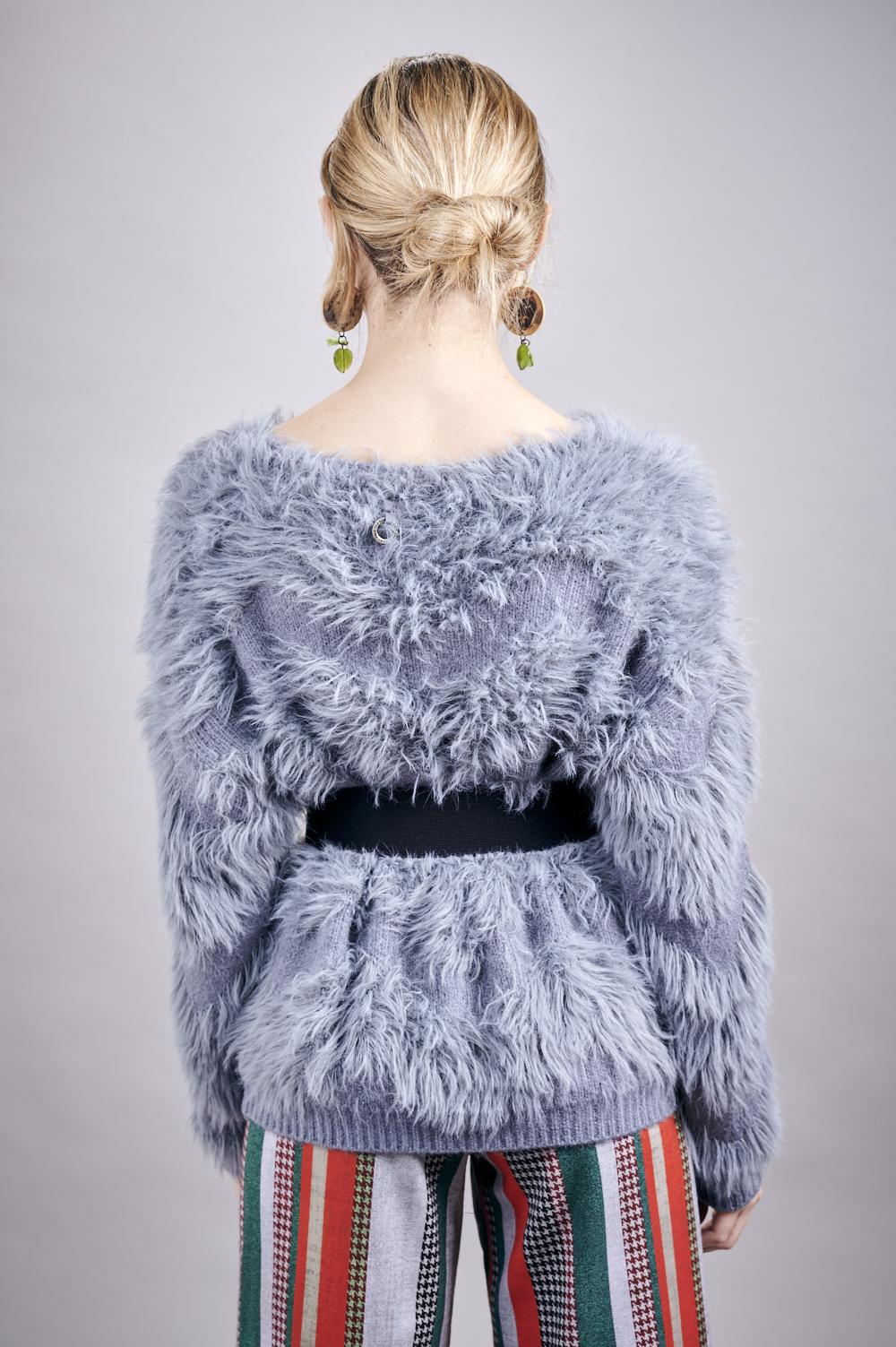 Save The Queen Maglia In Viscosa Grigio Con Cintura