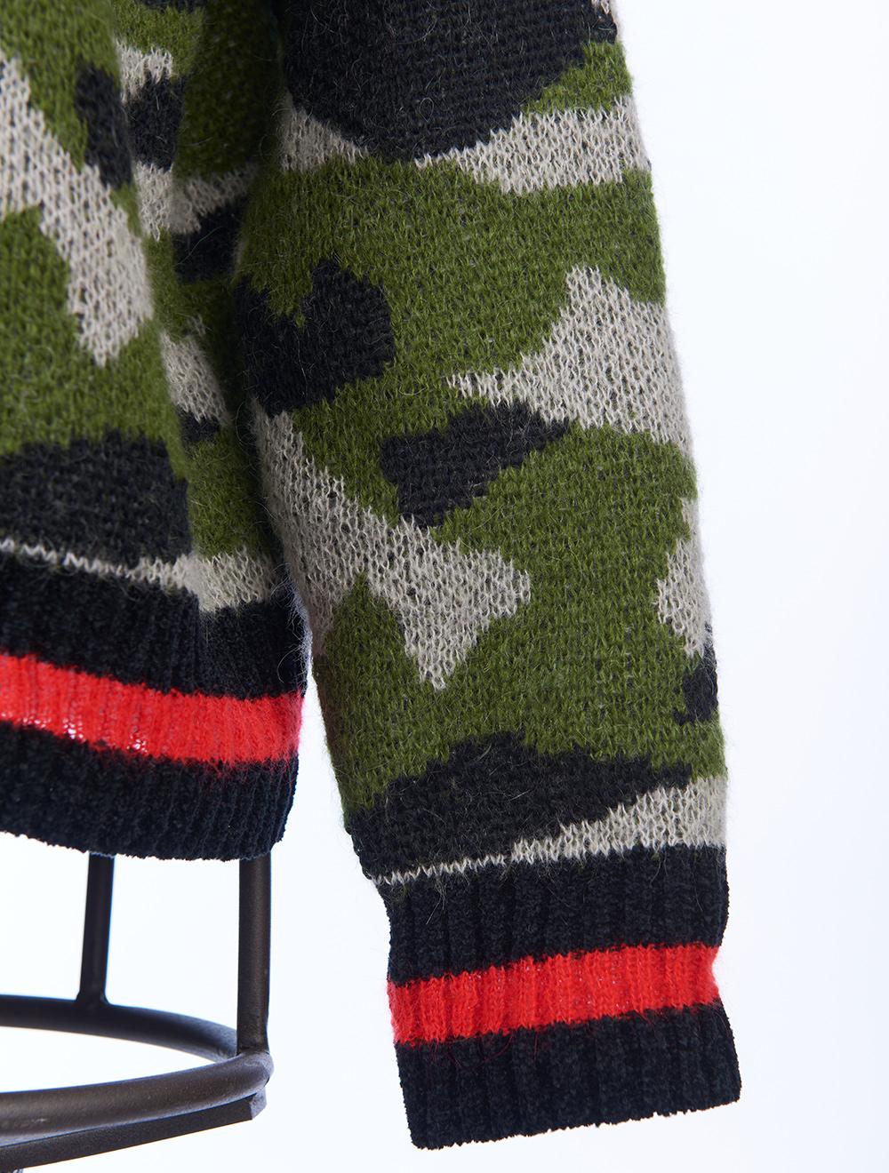 Save The Queen Maglia Jacquard Con Disegno Camouflage In Lana Mohair