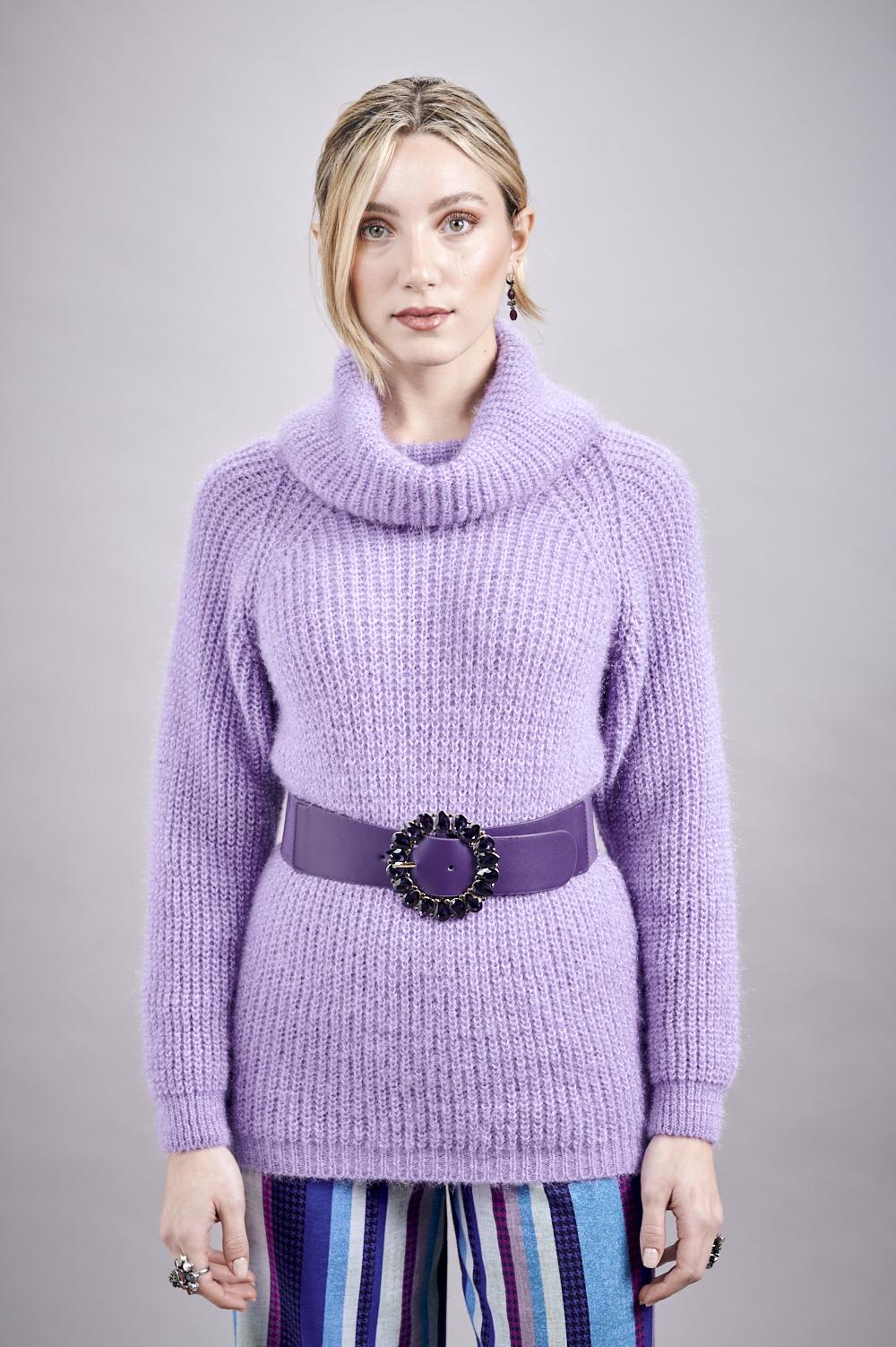 Save The Queen Maglia Lilla In Tricot Effetto “mohair”