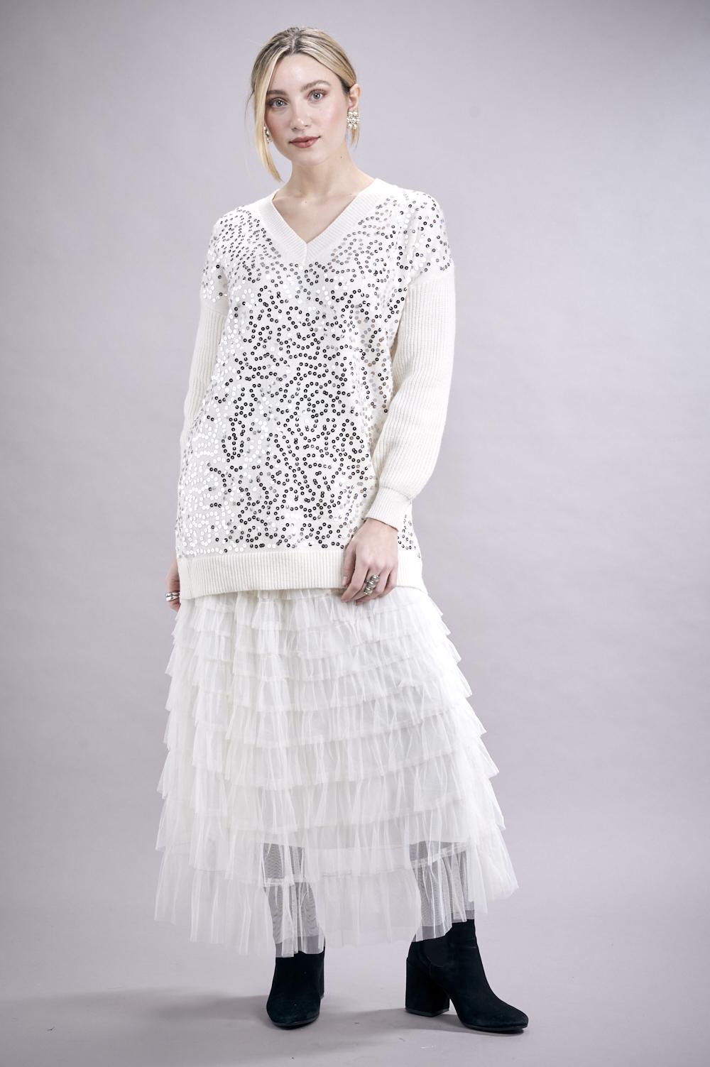 Save The Queen Maglia Lunga In Tricot Con Paillettes