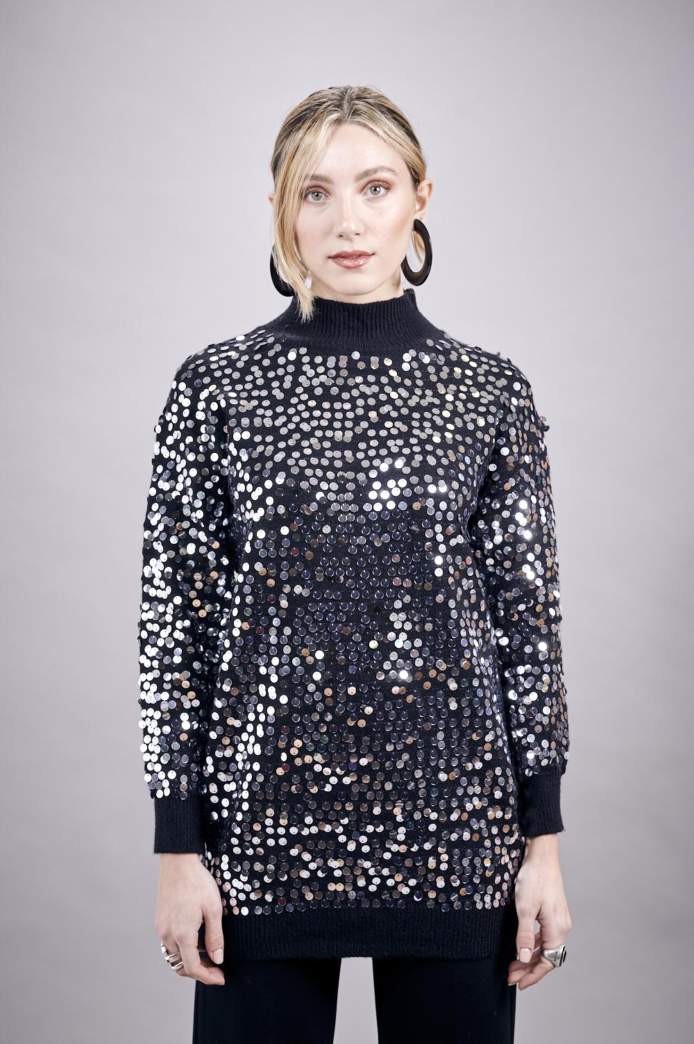 Save The Queen Maglia Lunga In Tricot Con Paillettes