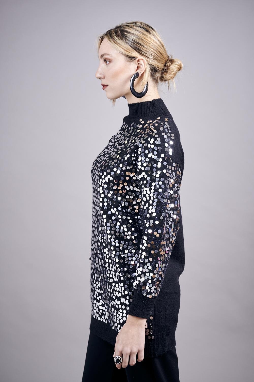 Save The Queen Maglia Lunga In Tricot Con Paillettes
