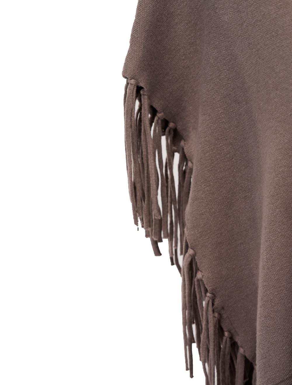 Save The Queen Maglia Poncho Color Tortora In Viscosa Con Applicazioni