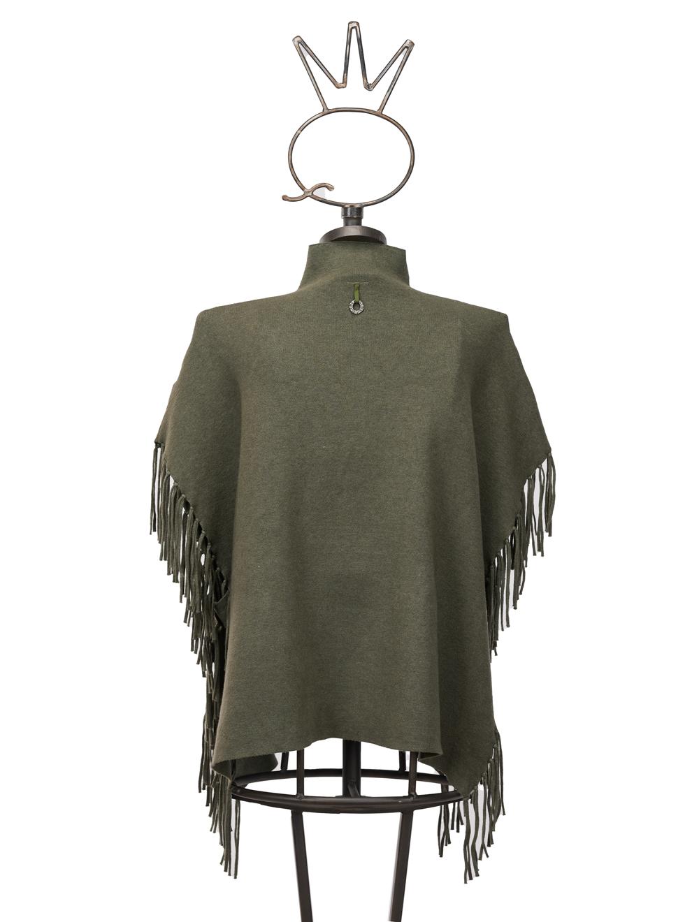 Save The Queen Maglia Poncho Verde Salvia In Viscosa Con Applicazioni