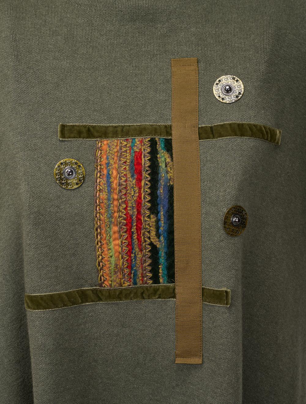 Save The Queen Maglia Poncho Verde Salvia In Viscosa Con Applicazioni