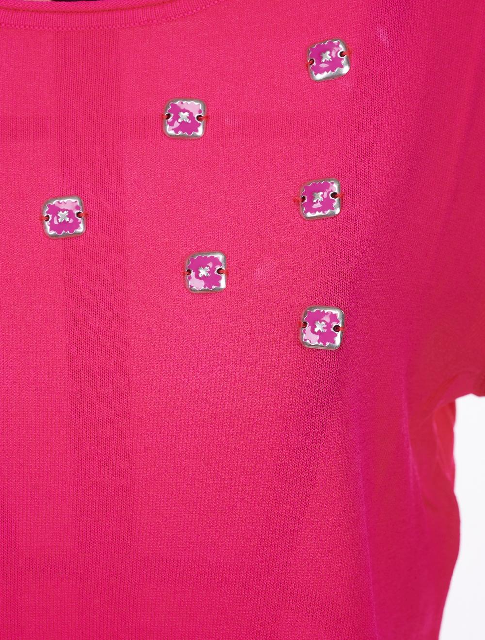 Save The Queen Maglia Tricot Fuchsia In Viscosa Con Applicazioni