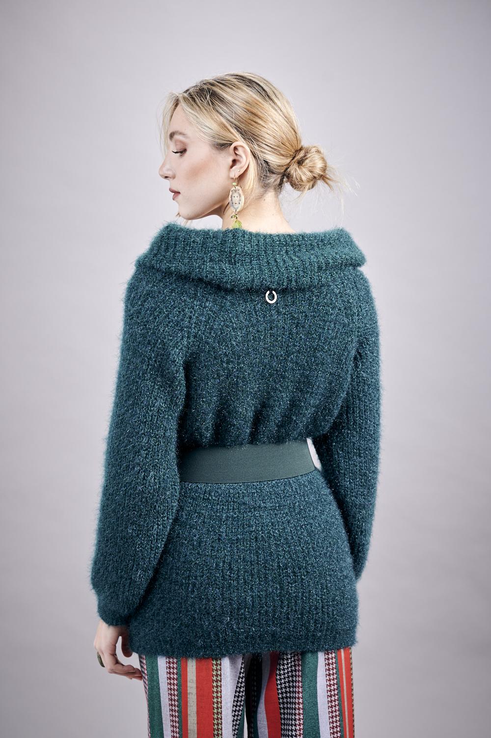 Save The Queen Maglia Verde Bosco In Tricot Effetto “mohair”