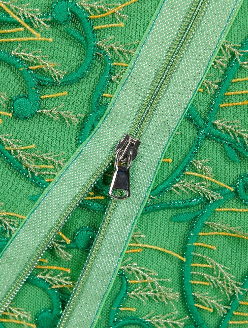 Save The Queen Maglia Verde Erba In Viscosa Con Ricamo E Applicazioni