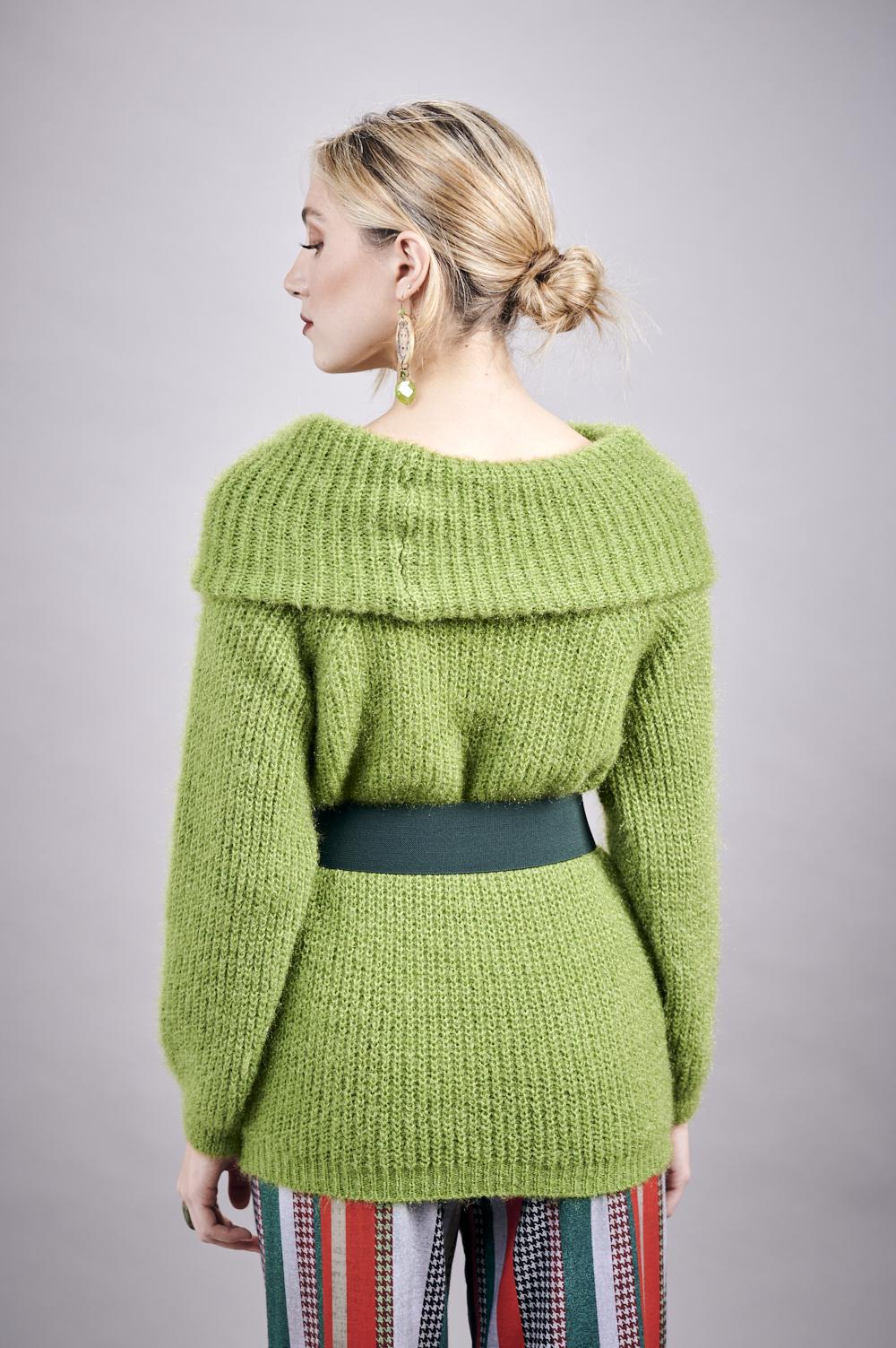 Save The Queen Maglia Verde In Tricot Effetto “mohair”