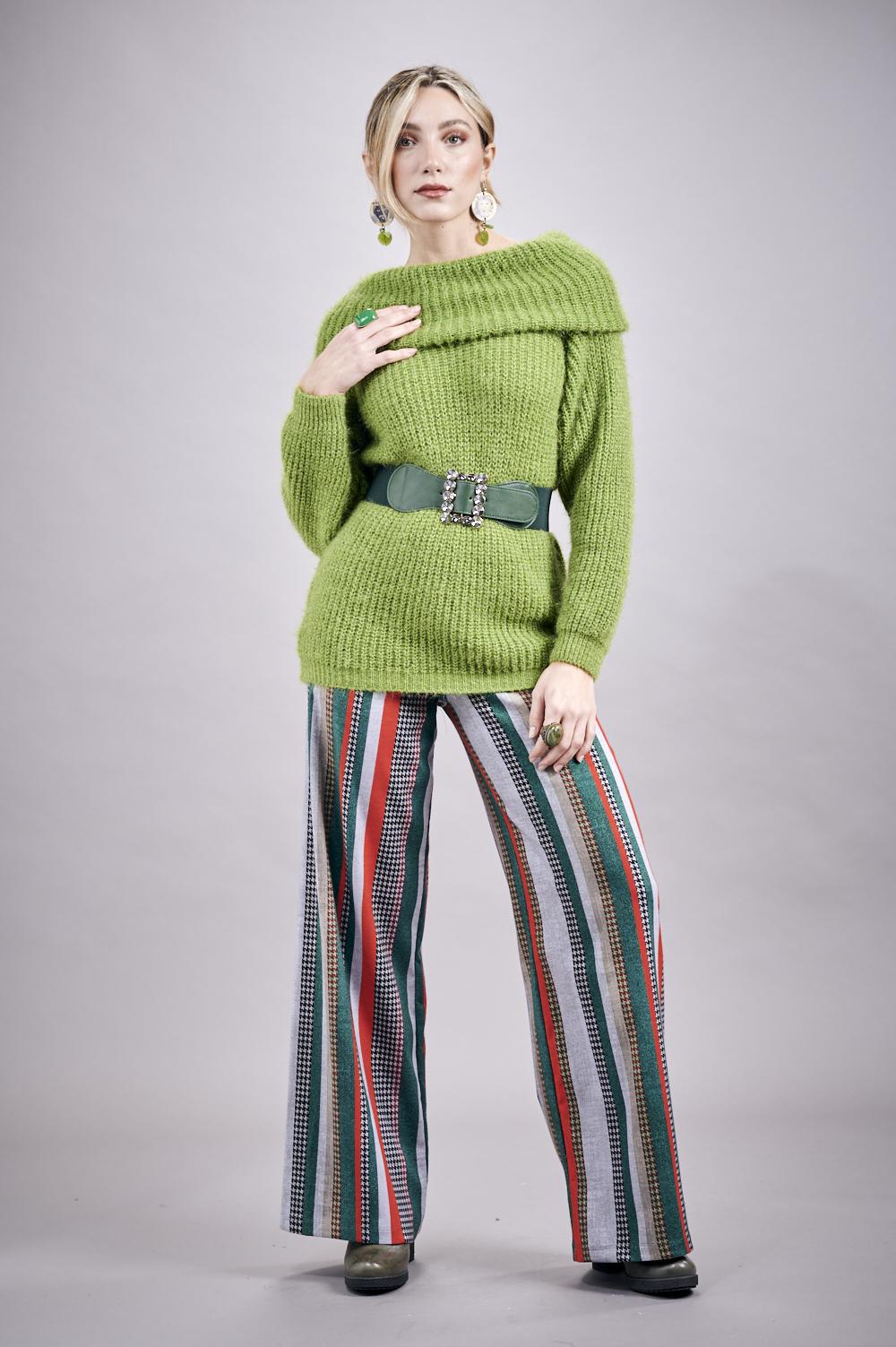 Save The Queen Maglia verde in tricot effetto “mohair”
