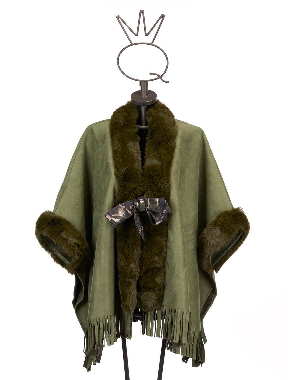 Save The Queen Mantella Con Frange In Eco Shearling