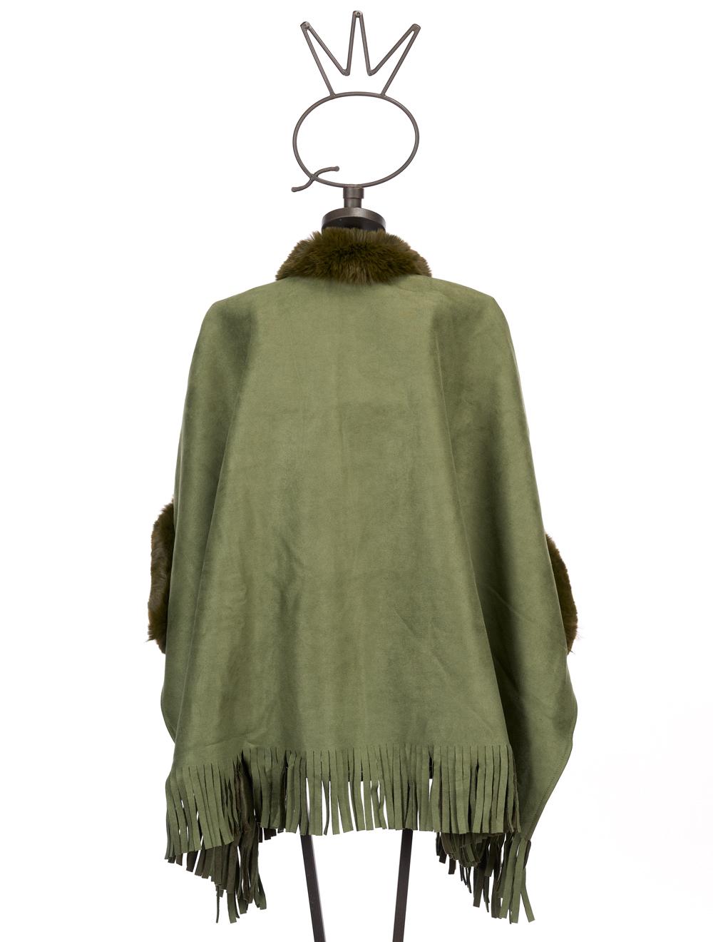 Save The Queen Mantella Con Frange In Eco Shearling