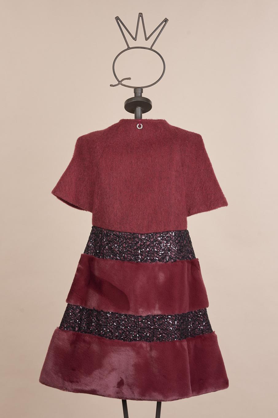 Save The Queen Mantella In Lana Ed Eco Pelliccia Con Dettagli Di Paillettes