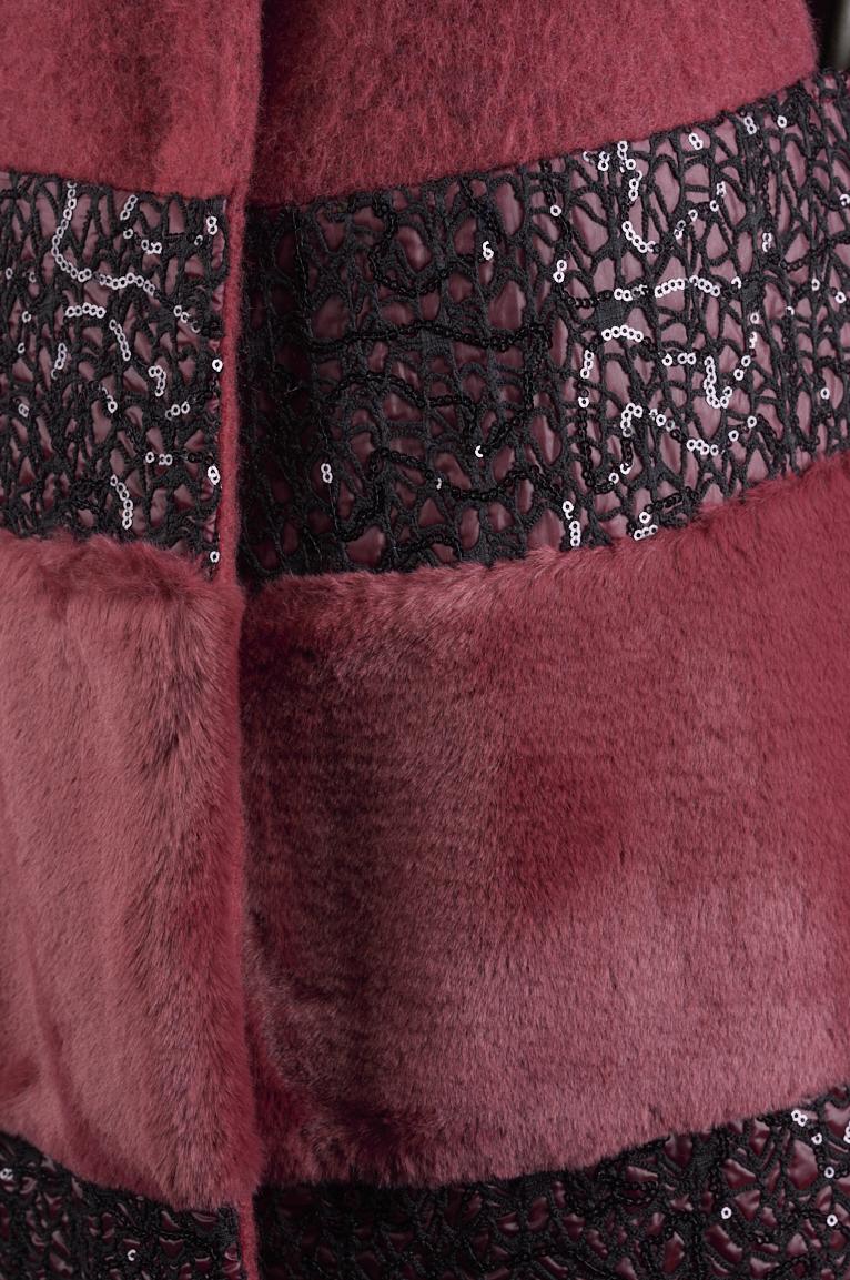 Save The Queen Mantella In Lana Ed Eco Pelliccia Con Dettagli Di Paillettes