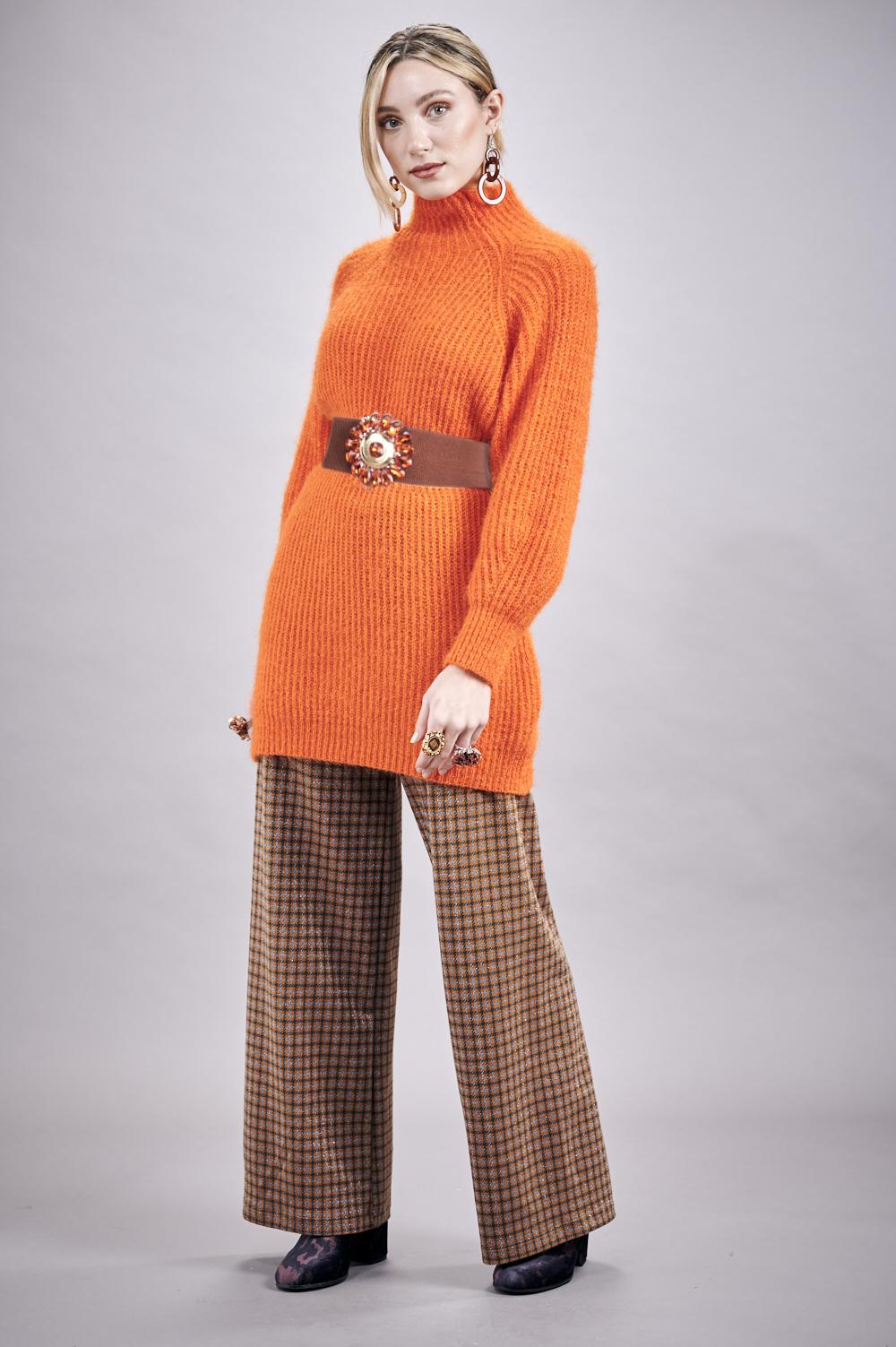 Save The Queen Maxi Maglia Arancio In Tricot Effetto “mohair”