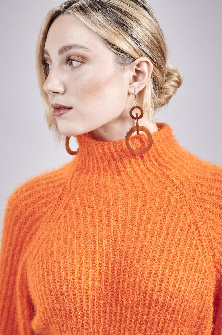 Save The Queen Maxi Maglia Arancio In Tricot Effetto “mohair”