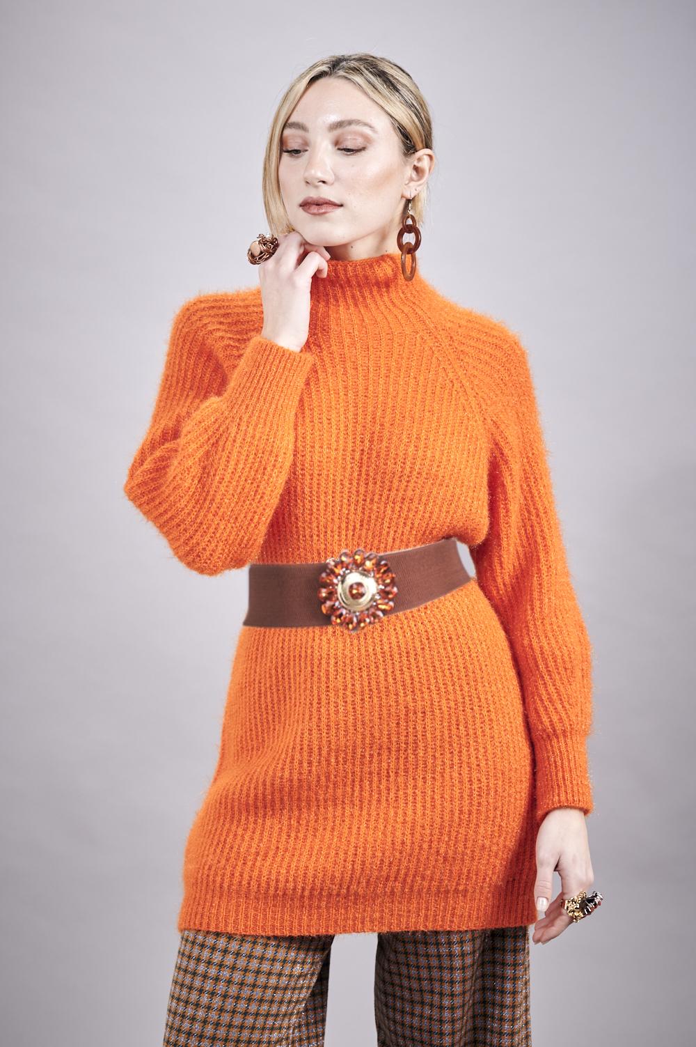Save The Queen Maxi maglia arancio in tricot effetto “mohair”
