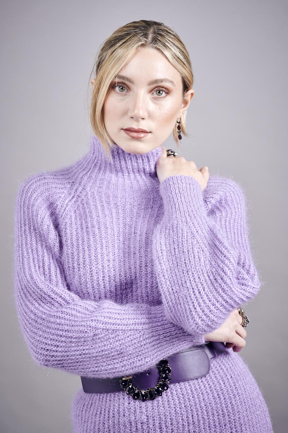 Save The Queen Maxi Maglia Lilla In Tricot Effetto “mohair”