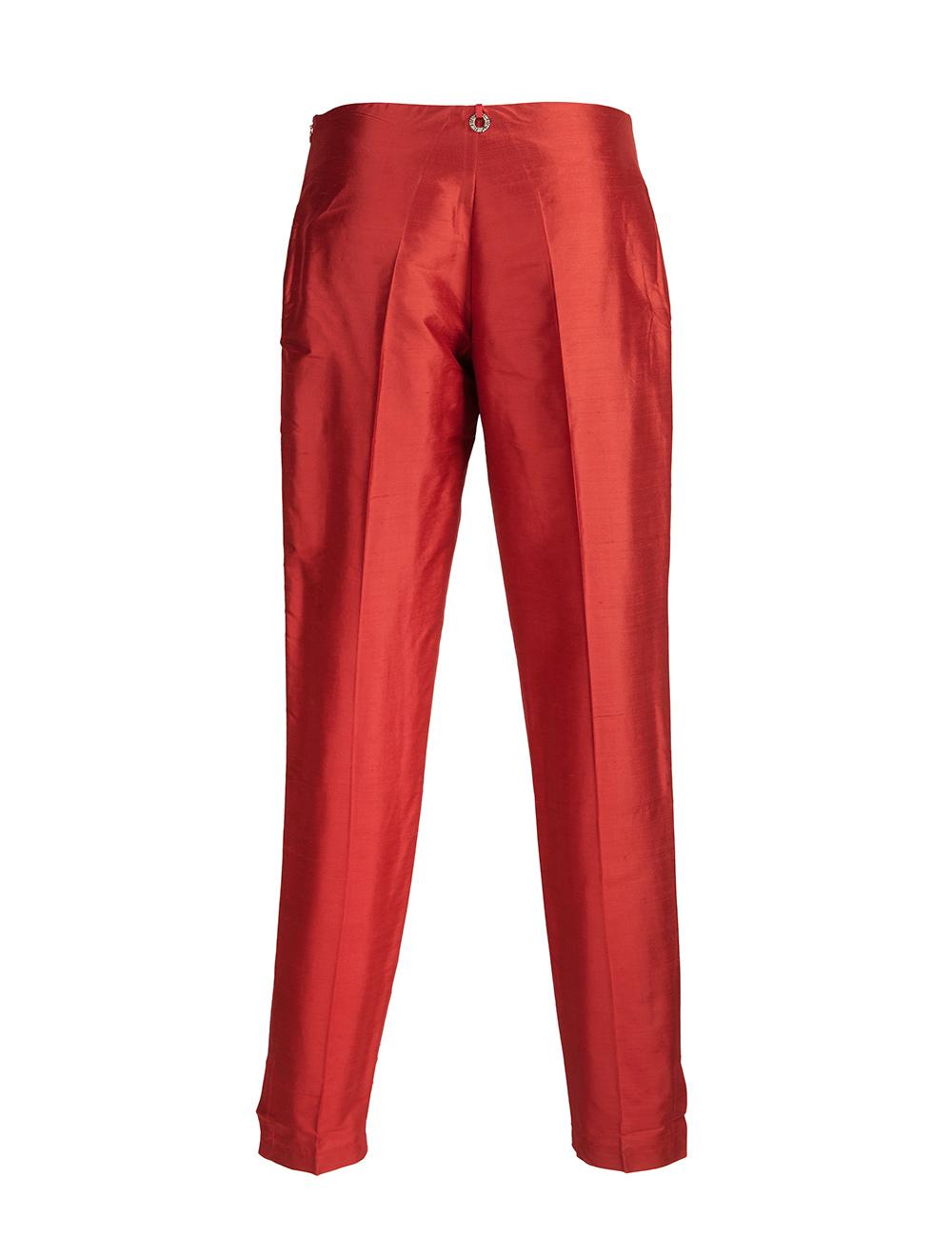 Save The Queen Pantalone In Shantung Di Seta Bordeaux