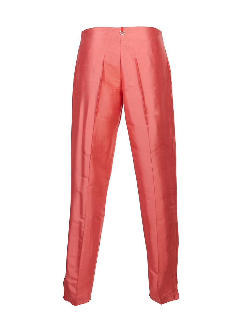 Save The Queen Pantalone In Shantung Di Seta Rosa Corallo