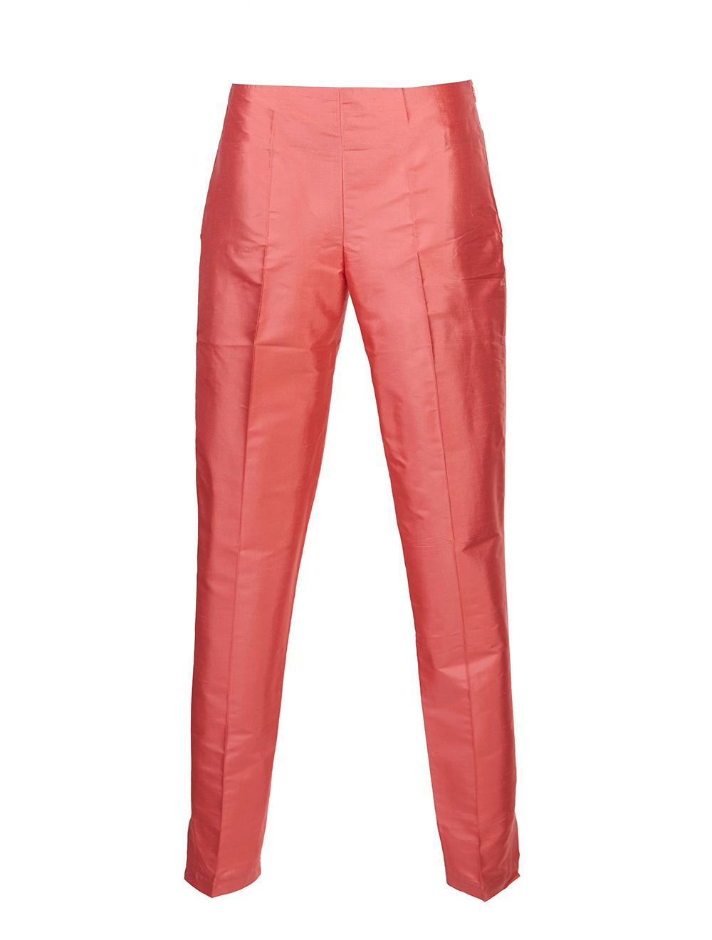Save The Queen Pantalone in shantung di seta rosa corallo