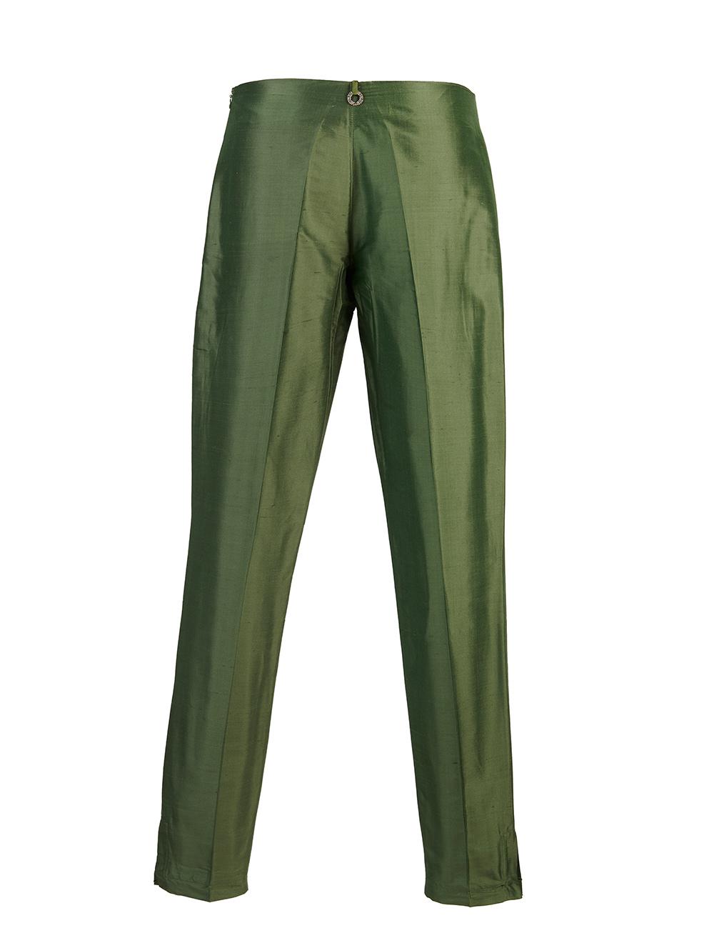Save The Queen Pantalone In Shantung Di Seta Verde Bosco
