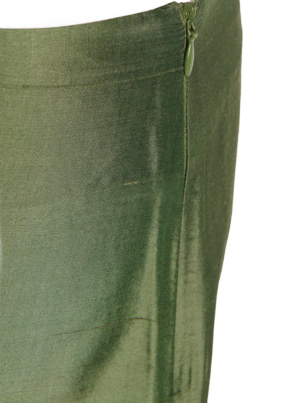 Save The Queen Pantalone In Shantung Di Seta Verde Bosco