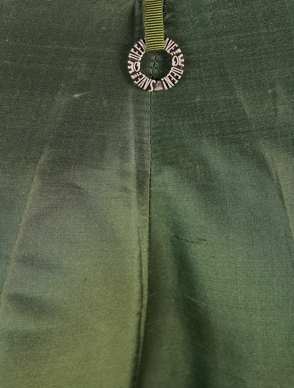 Save The Queen Pantalone In Shantung Di Seta Verde Bosco