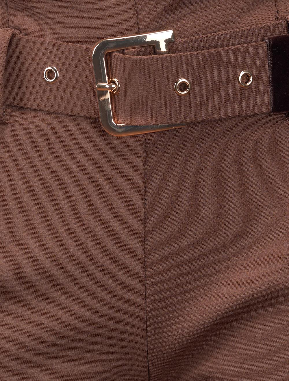 Save The Queen Pantalone Marrone A Vita Alta Con Cintura