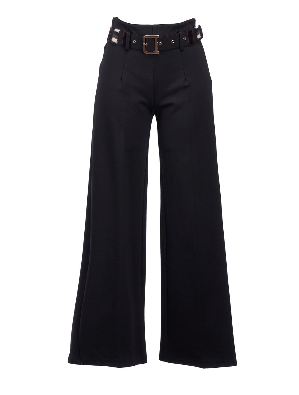 Save The Queen Pantalone Nero A Vita Alta Con Cintura