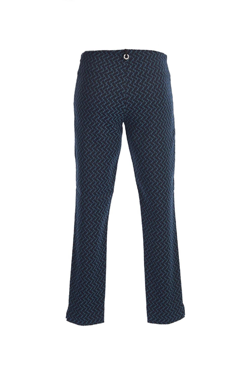 Save The Queen Pantaloni A Sigaretta In Tessuto Jacquard Blu Azzurro E Nero