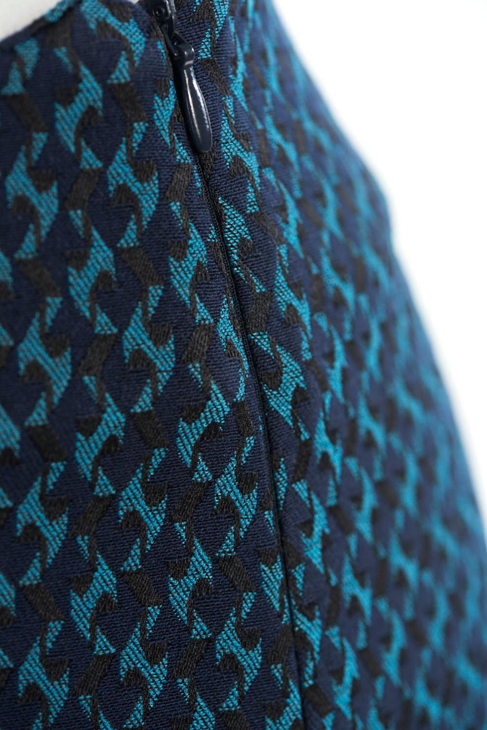 Save The Queen Pantaloni A Sigaretta In Tessuto Jacquard Blu Azzurro E Nero