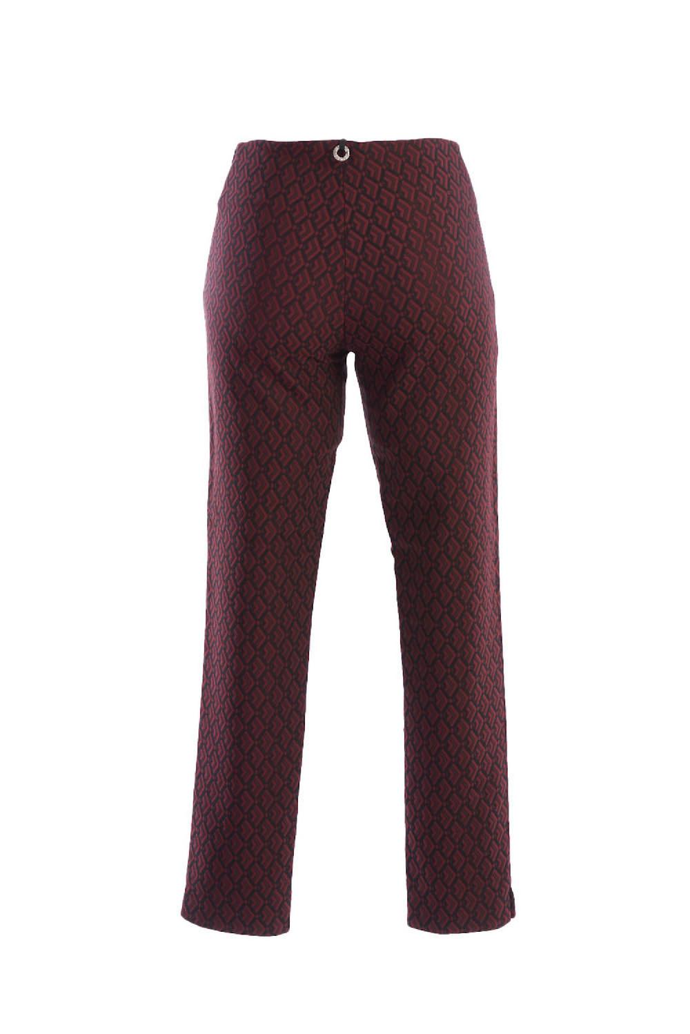 Save The Queen Pantaloni A Sigaretta In Tessuto Jacquard Bordeaux Nero E Viola