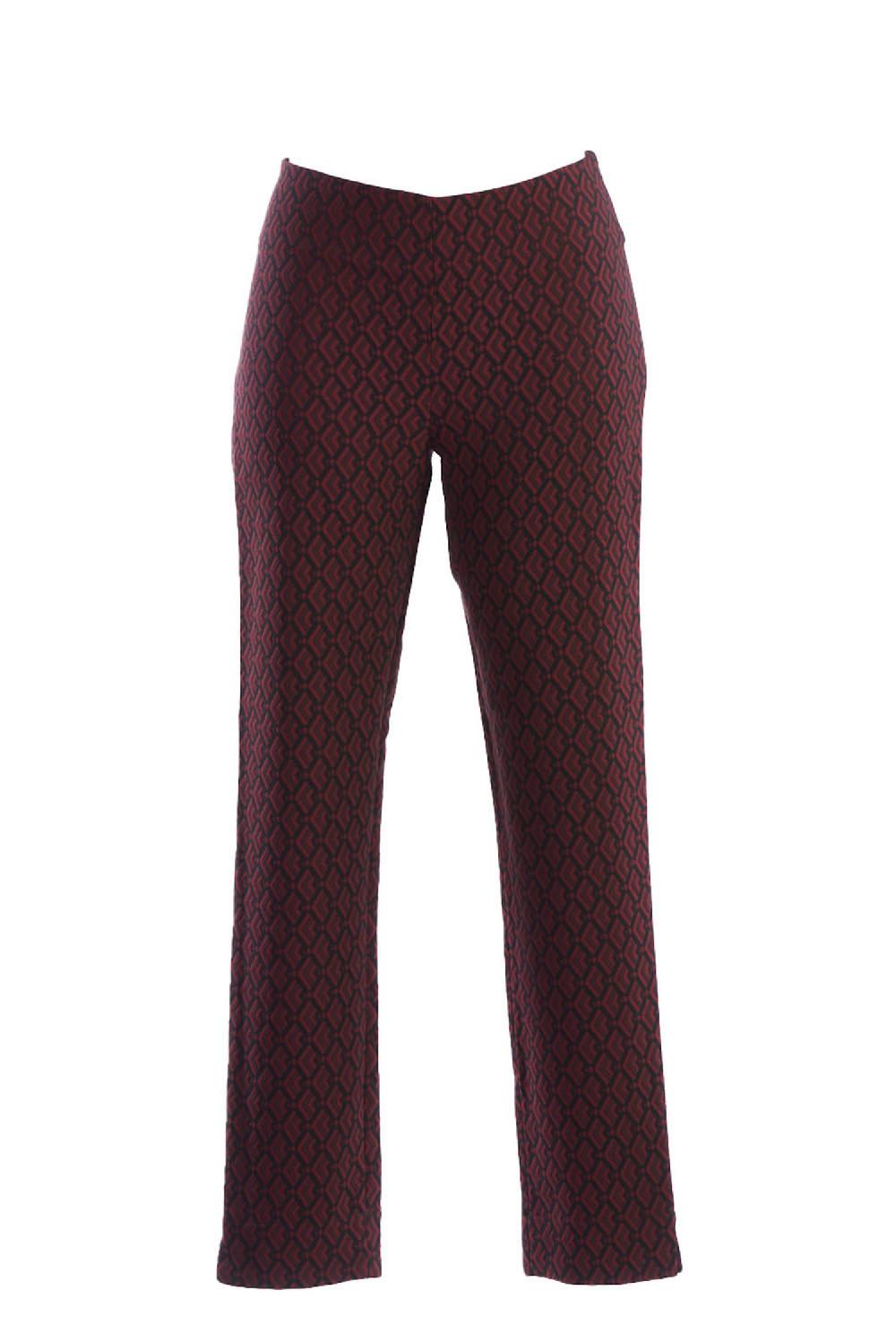 Save The Queen Pantaloni a sigaretta in tessuto jacquard bordeaux nero e viola