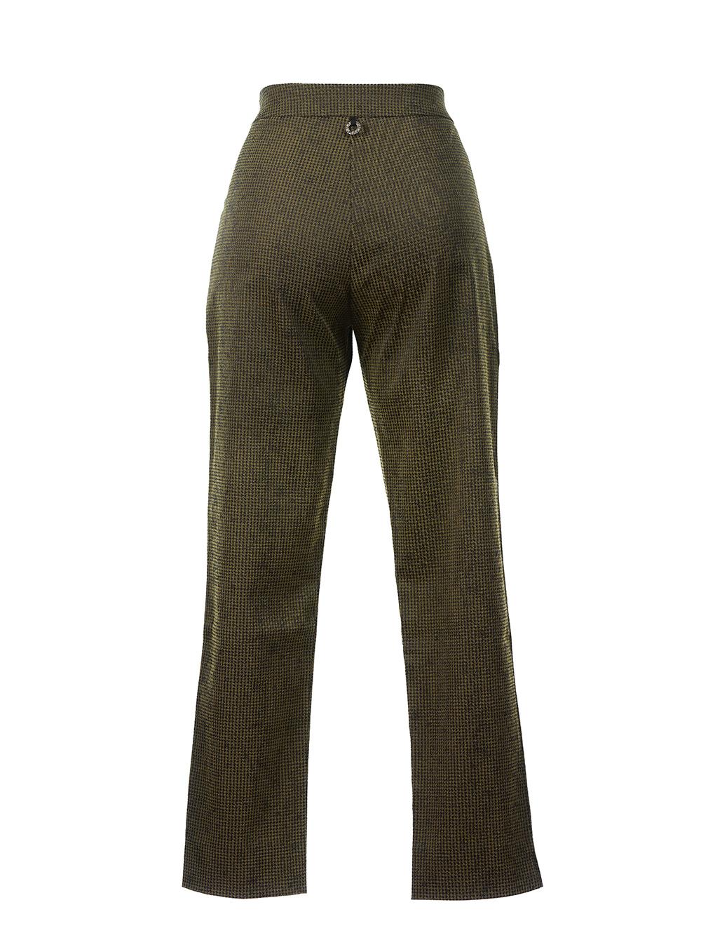 Save The Queen Pantaloni A Sigaretta In Tessuto Jacquard Nero E Verde