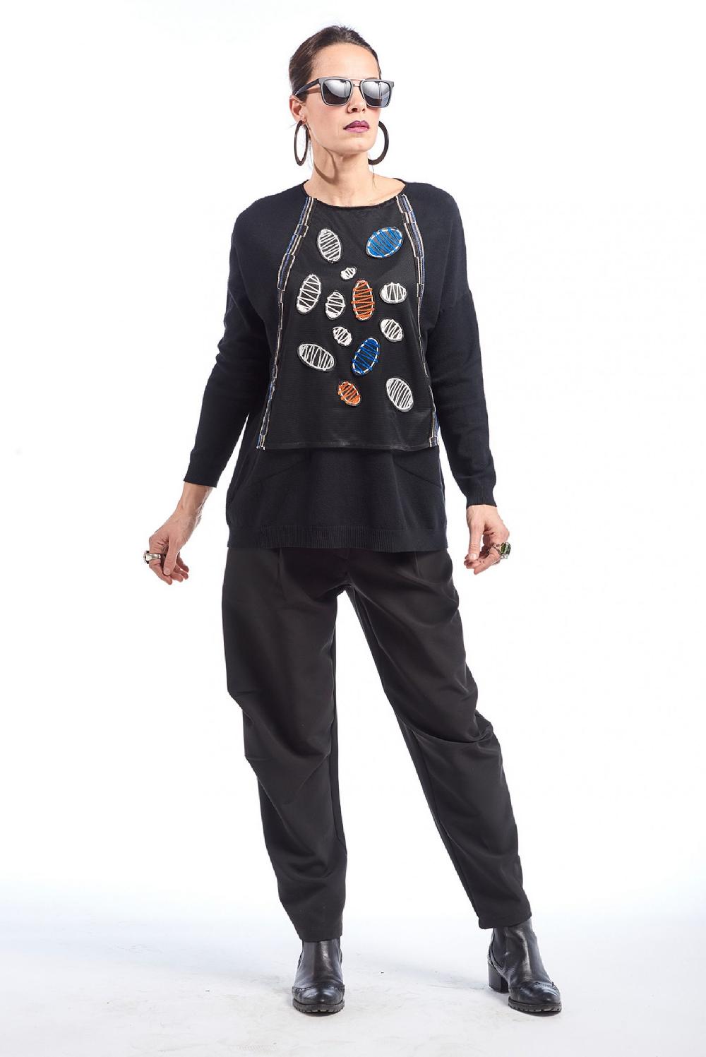 Save The Queen Pantaloni Ad Anfora In Crepe Nero Elasticizzato